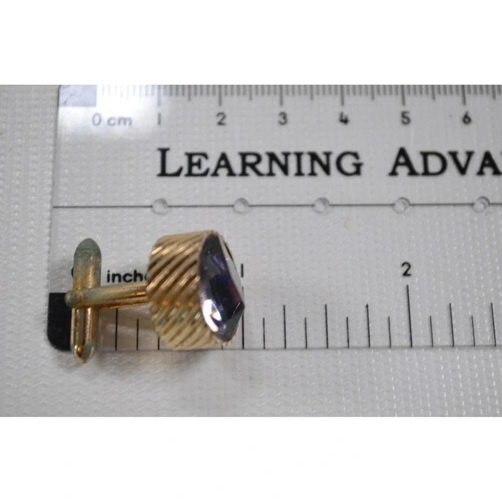 Vintage Swank Gold Tone Cufflinks‎ with Watermelon Rhinestone